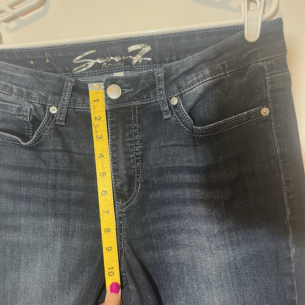Seven7 Women’s Jeans Size 12 Blue Stretch Denim Mid Rise Slim Bootcut Zipper - Picture 6 of 16
